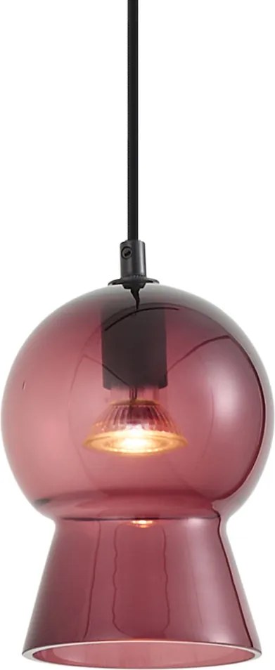 Lampa wisząca retro czarna z fioletowym szkłem do systemu szynowego 1-fazowego - Iconic Bell