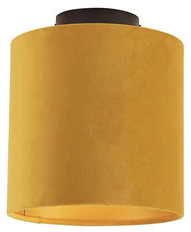 Lampa sufitowa z abażurem z weluru ochrowym ze złotem 20 cm - Combi BlackWiejski/ Rustykalny / Vintage Oswietlenie wewnetrzne