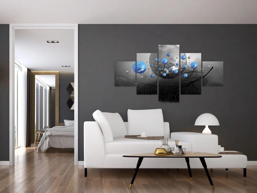 Obraz niebieskich abstrakcyjnych kul (125x70 cm)