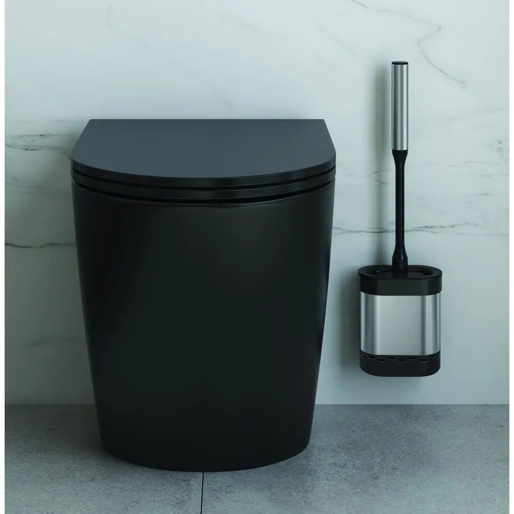 Ciemnoszara szczotka do WC ze stali nierdzewnej Cleany – Metaltex