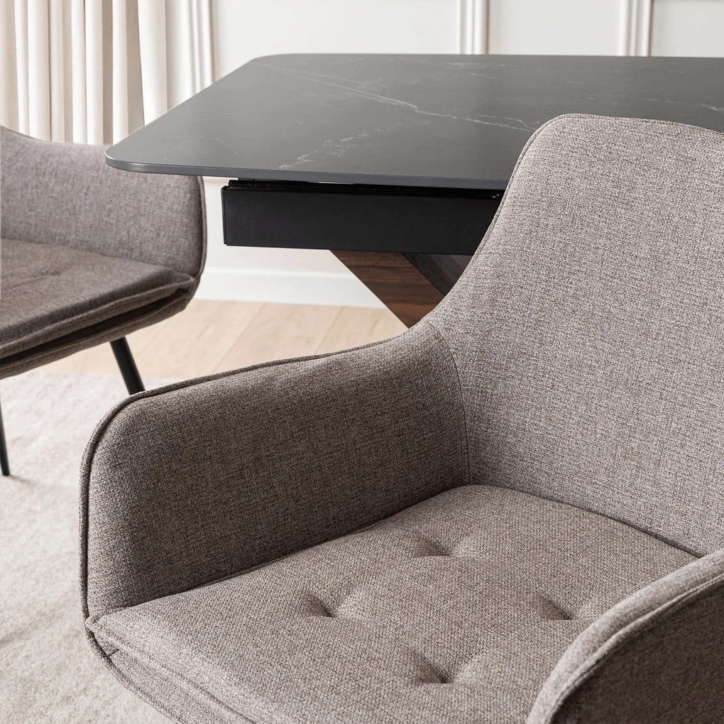 Krzesło Tapicerowane do Jadalni EDRICK Brązowe Nowoczesne Loft