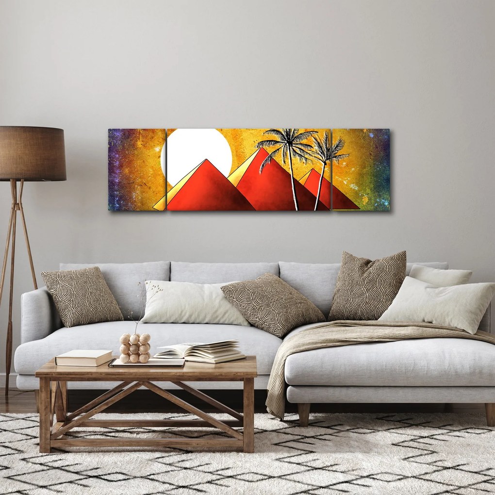 Obraz malowanych egipskich piramid (170x50 cm)