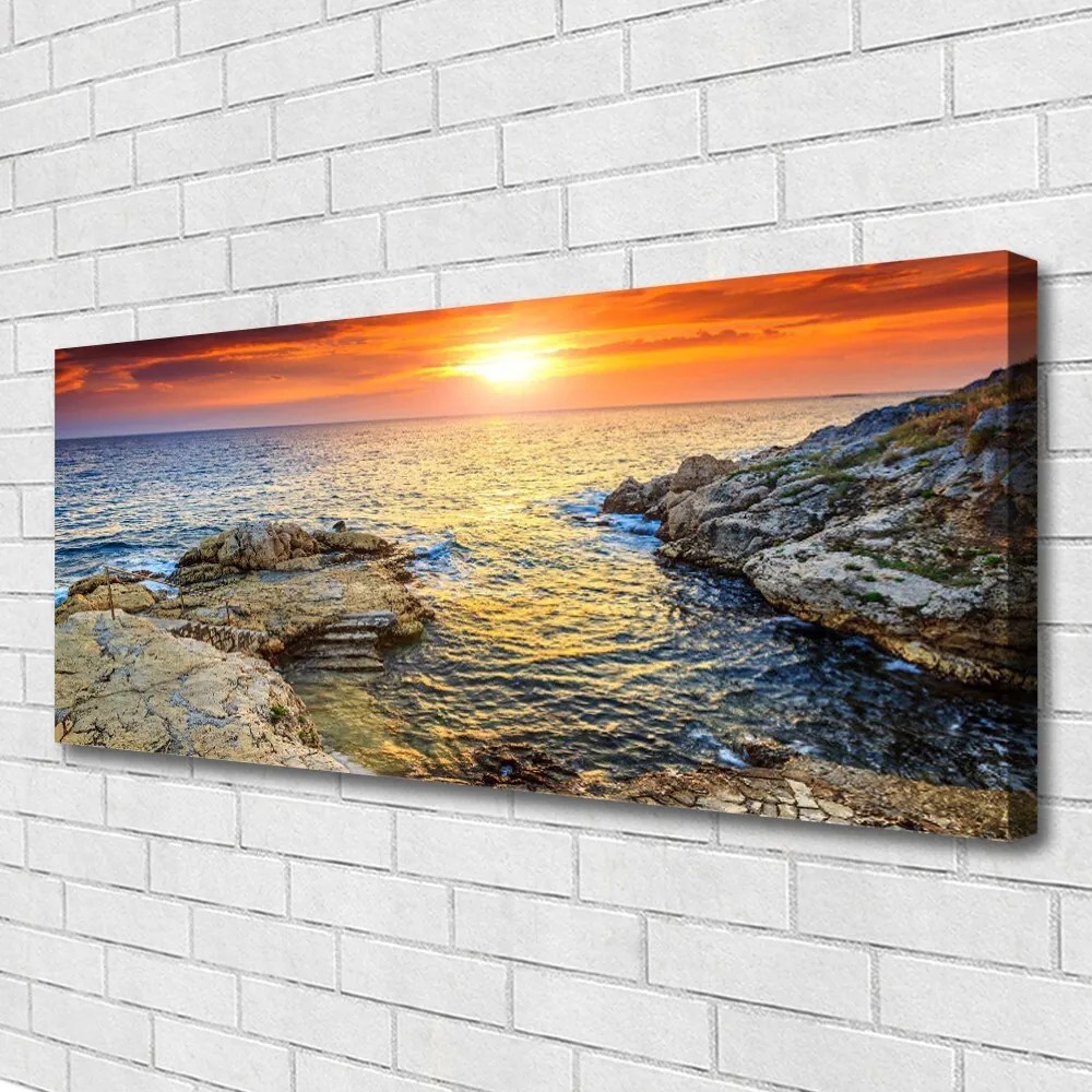 Obraz na płótnie Odblask Słońca na Falach