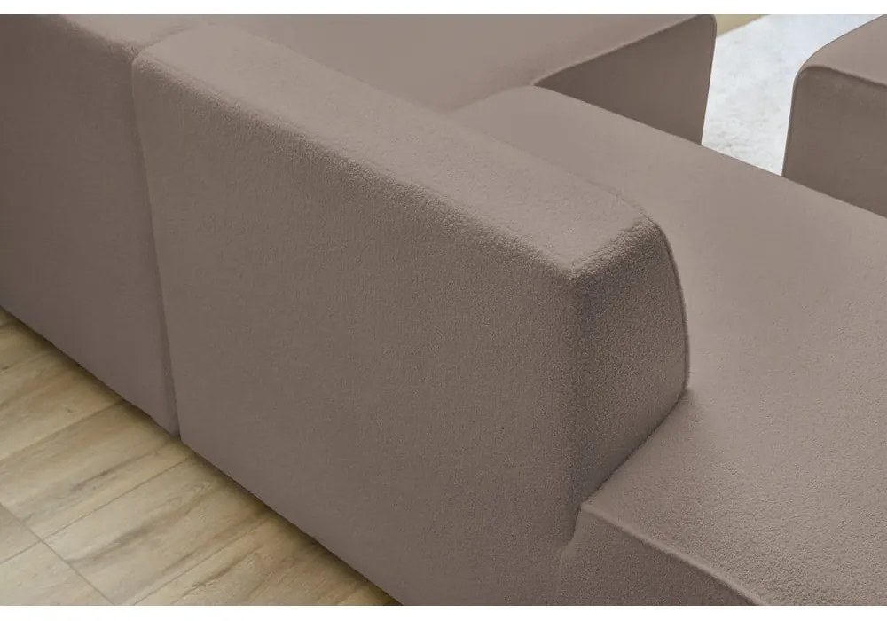 Brązowy narożnik modułowy z materiału bouclé (prawostronny/w kształcie litery L) Megeve – Bobochic Paris