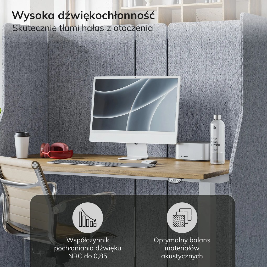Parawan akustyczny, ścianka biurowa Moon Dust, 260/145 cm: SADIE