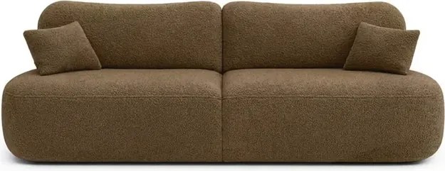 Sofa AVERIO Rozkładana Dwuosobowa Brązowa Boucle Nowoczesna