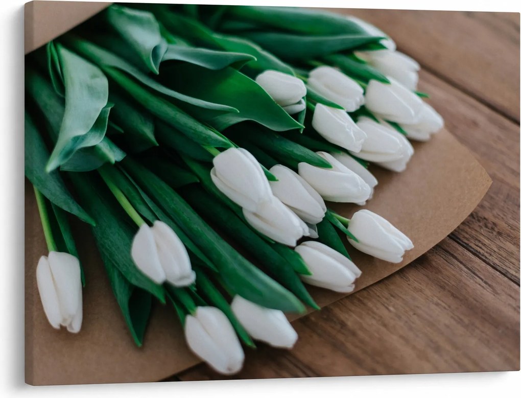 Obraz bukietu białych tulipanów (70x50 cm)