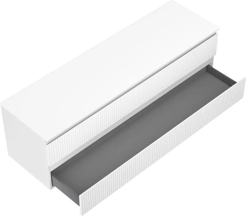 Mexen Rivel szafka łazienkowa podumywalkowa 160 cm z blatem, 2 szuflady, ryflowana , biała mat - 91A20-16047-2-BFFC01