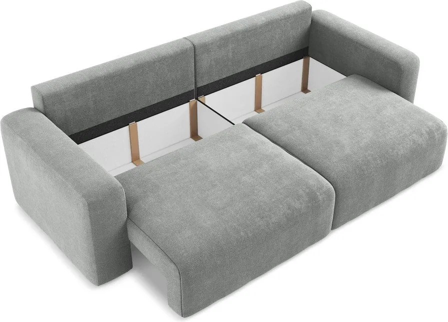 Szara rozkładana/ze schowkiem sofa z tkaniny szenilowej 252 cm Kona – Makamii