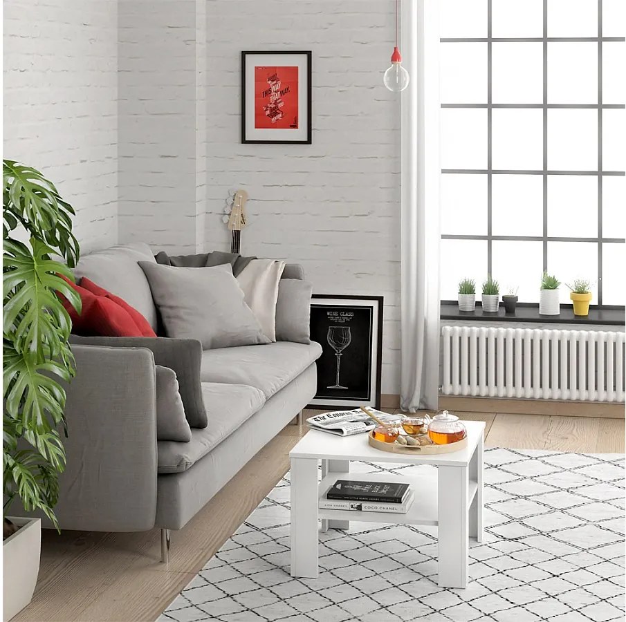 Stolik kawowy biały 60x60x42 homer