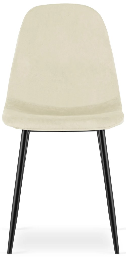 Beżowe aksamitne krzesło COMO z czarnymi nogami
