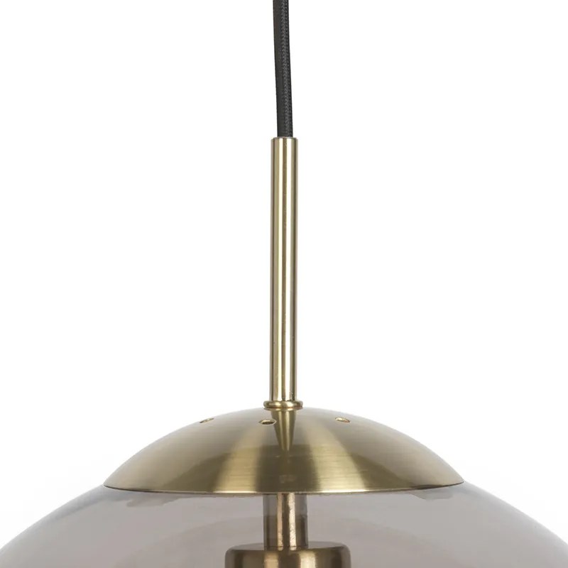 Nowoczesna lampa wisząca mosiądz ze szkłem dymnym 30 cm - Ball Nowoczesny Oswietlenie wewnetrzne
