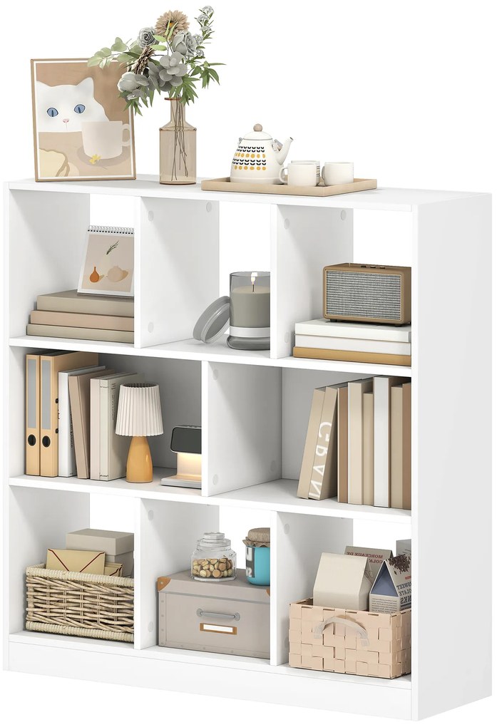 HOMCOM Regał książkowy, stojący, 8 półek, 97,5 x 30 x 100 cm, Biały