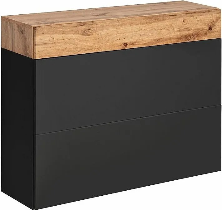 Szafka na buty wisząca EASY czarna/dąb wotan