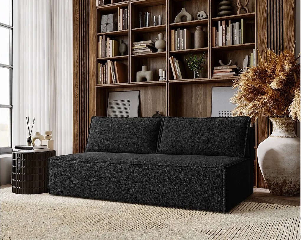 Sofa z funkcją spania i pojemnikiem DUO, tkanina Verita, Czarny