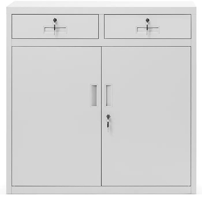 Szafka metalowa niska z 2 szufladami szara, 900x900x400 mm: LENA
