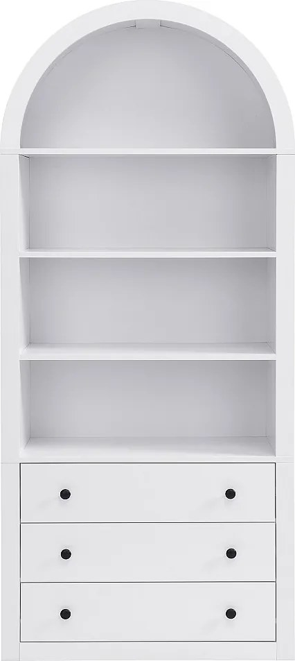 Regał z 3 szufladami i 4 wnękami z MDF - Biały - MARALYN