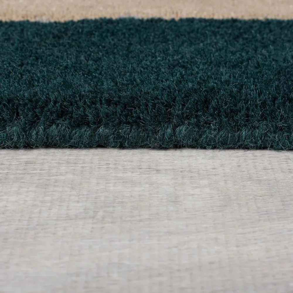 Ciemnozielony wełniany dywan tkany ręcznie 200x290 cm Labyrinth Shaped – Flair Rugs