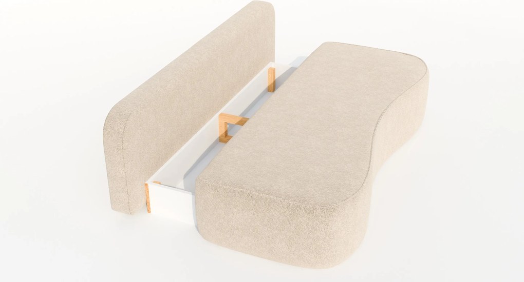 Masseno Sofa ROTONDO z funkcją spania i pojemnikiem na pościel, Rozkładana sofa - Kremowy, ANTHOLOGY 1
