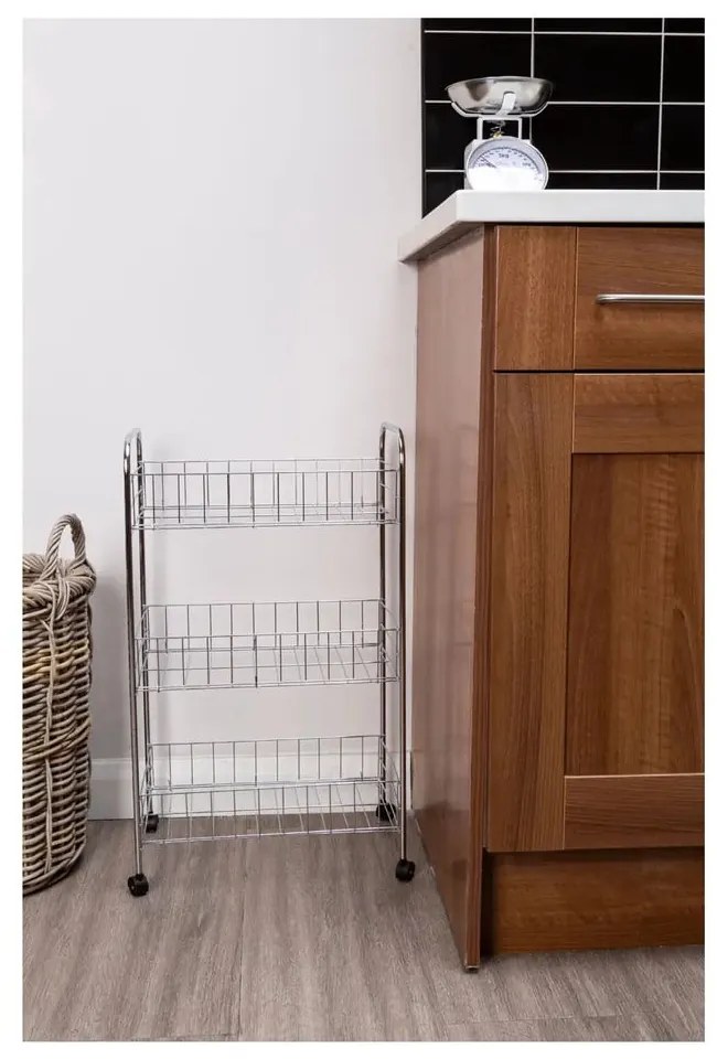 Srebrny metalowy regał na kółkach 36x64 cm – Premier Housewares