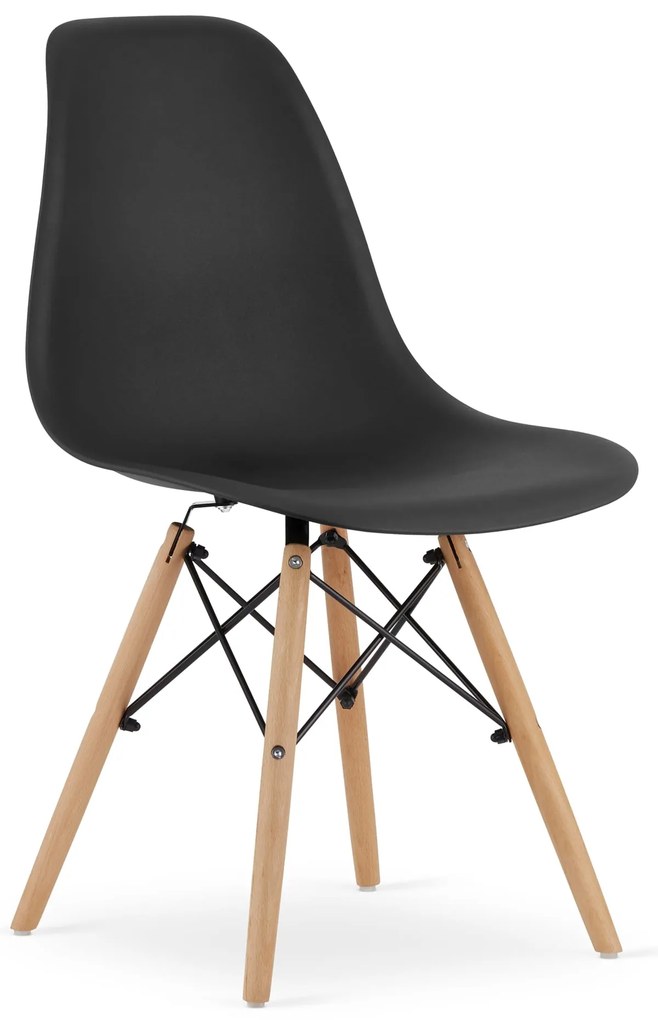 Stół NP 120x80 Artisan nogi czarne + 4 krzesła OSAKA czarny nogi naturalne