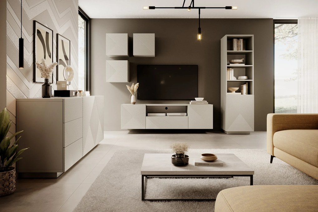 Komoda Asha 167 cm dwudrzwiowa z szufladami - kaszmir