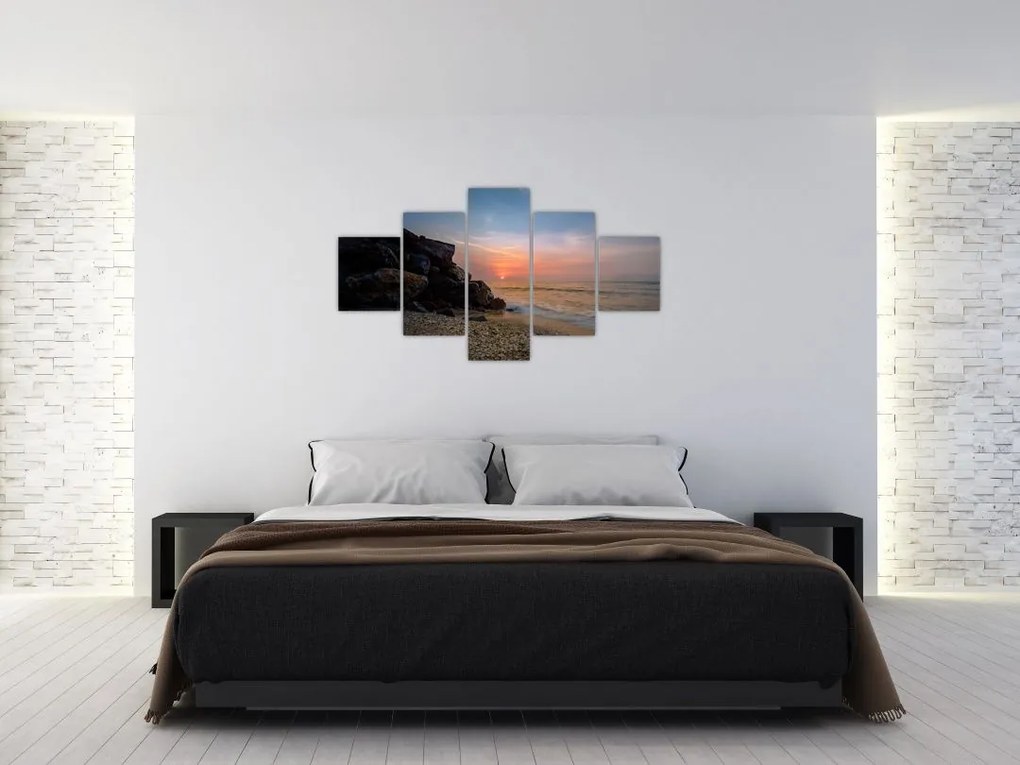 Obraz zachodu słońca na plaży (125x70 cm)