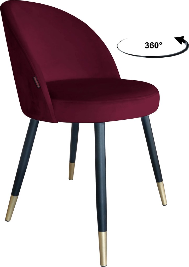 Krzesło TRIX tkanina Welur noga metalowa : Kolor nogi - Czano-złota stożek, Kolor tkaniny - VELVET - MG02, Typ siedziska - Siedzisko obrotowe 360°