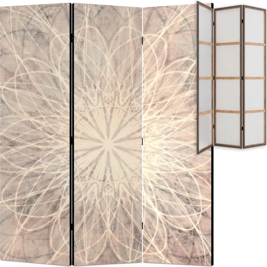 Parawan pokojowy 3-częściowy 135x172 Jednostronny dekoracyjny boho minimalistyczny Beżowy Betonowa Mandala