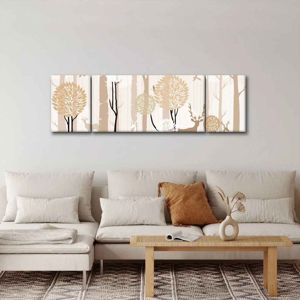 Obraz - Ilustrowany las (170x50 cm)