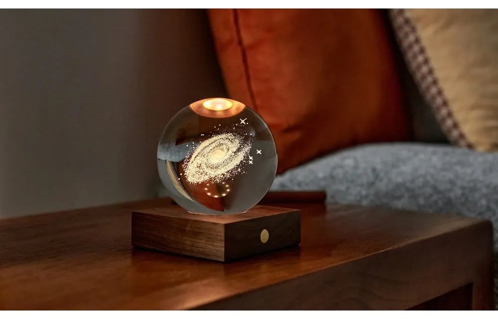 Ciemnobrązowa lampa stołowa ze ściemniaczem i szklanym kloszem (wys. 12 cm) Amber – Gingko