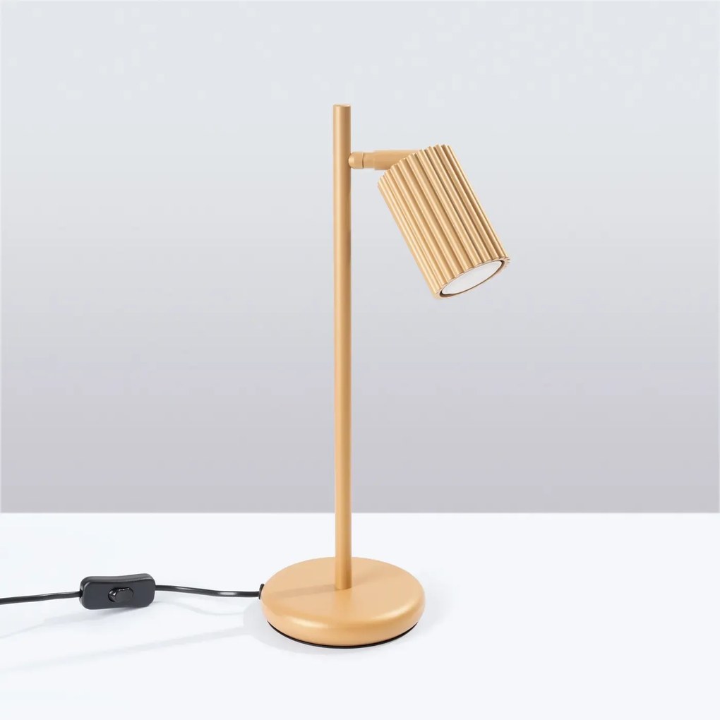 Lampa biurkowa KARBON złota ryflowana SOLLUX  LIGHTING