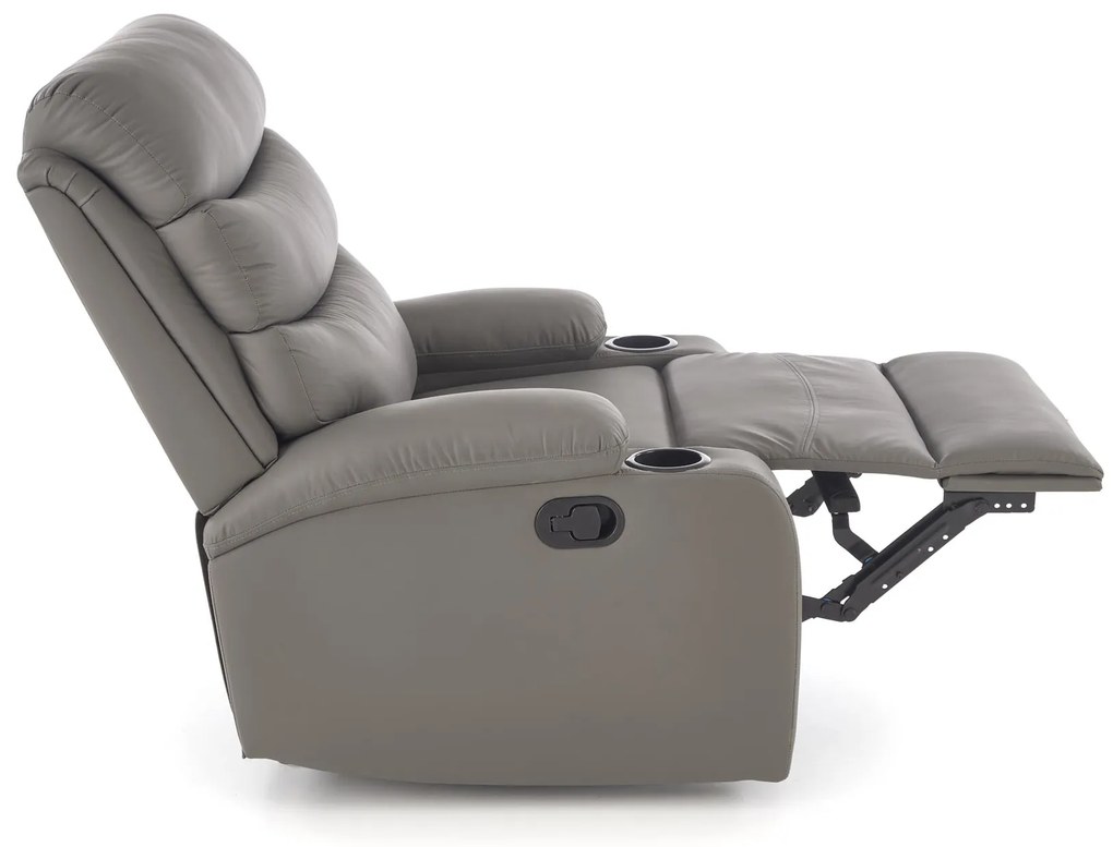 Fotel do salonu wypoczynkowy popielaty, rozkładany eco skóra PERUS