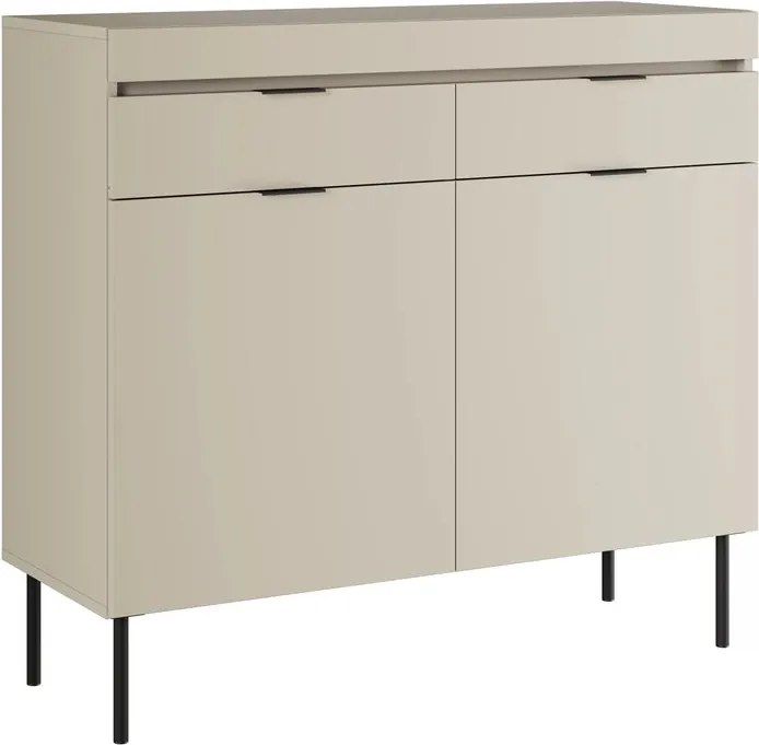Komoda dwudrzwiowa Sentia 105 cm z dwoma szufladami - kaszmir / czarny