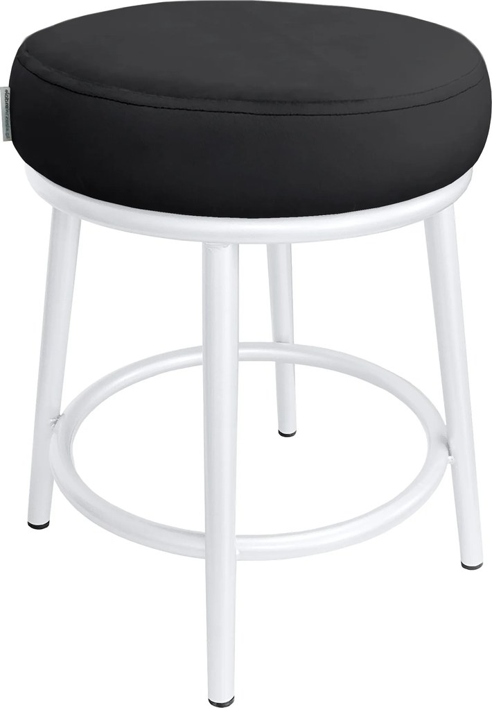 Taboret Ben tkanina Welur stelaż metalowy STOŁEK LOFT : Kolor Stelaża - Biały, Kolor tkaniny - VELVET - MG19, Typ tkaniny - Velvet