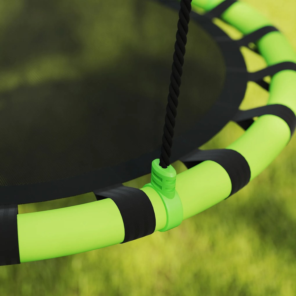 AIYAPLAY Huśtawka dla Dzieci, Wytrzymała do 150 kg, Ø100 x 180H cm, Metal, Pianka, Czarna