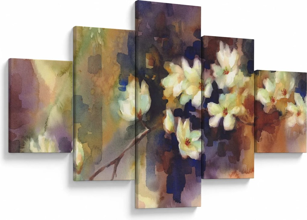 Obraz - Białe magnolie, malarstwo (125x70 cm)