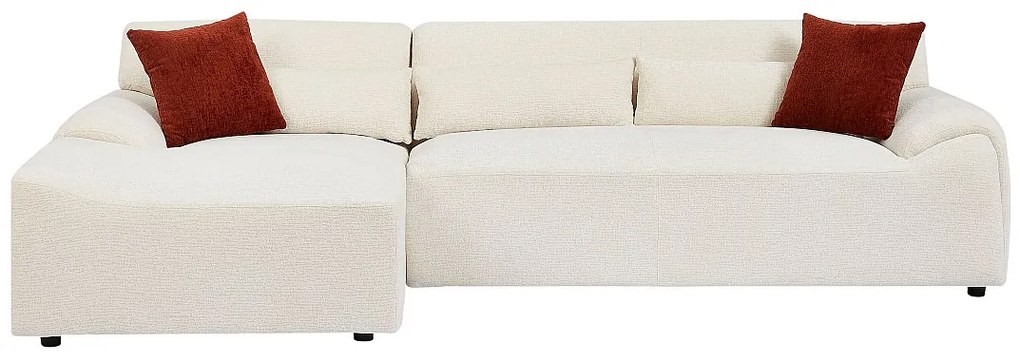 Kanapa narożna lewostronna z tkaniny szenilowej beżowej OVILIO