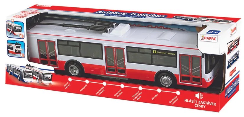 Trolejbus Rappa z dźwiękiem i światłem, 28 cm