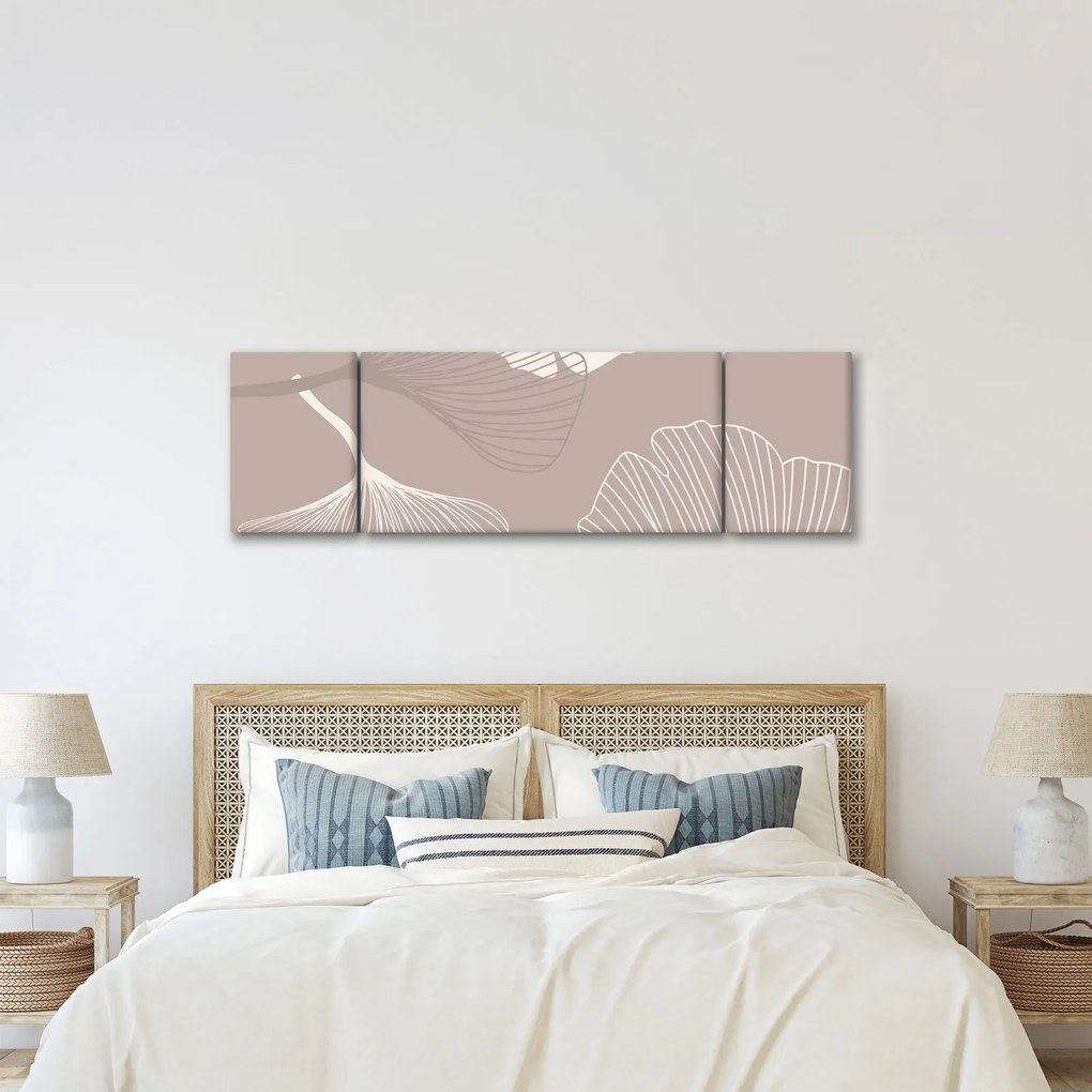 Obraz - Beżowe liście N⁰1 (170x50 cm)
