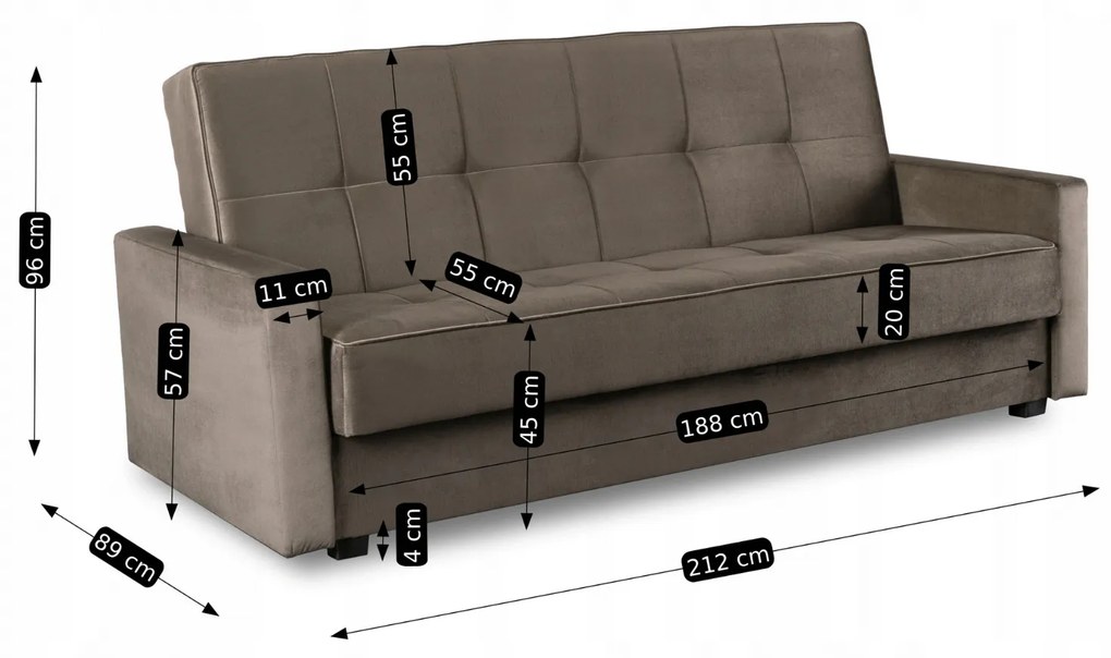 Sofa z Funkcją Spania ALUNA Rozkładana Wersalka Dwuosobowa Beżowa Nowoczesna do Salonu