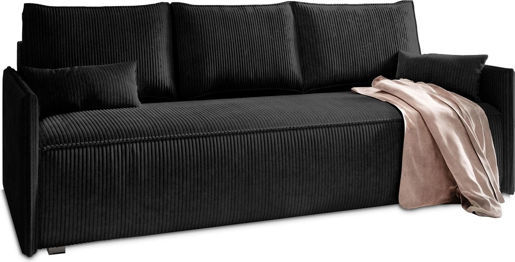 Masseno Sofa MESTOR z funkcją spania i pojemnikiem na pościel, Rozkładana sofa - Czarny, POSO 135