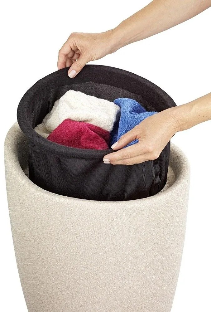 Pufa CANDY BEIGE - kosz na pranie, 2w1, WENKO