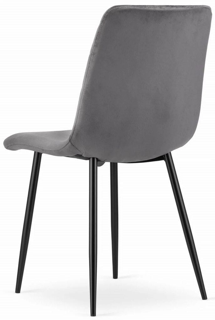 Ciemnoszare krzesło do kuchni TURIN aksamitne z czarnymi nogami