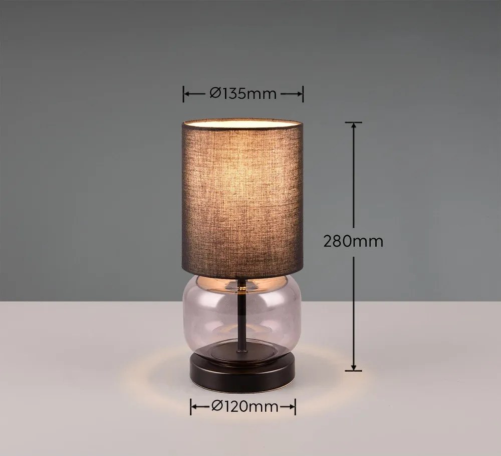 Czarno-fioletowa lampa stołowa z tekstylnym kloszem (wys. 28,5 cm) Elio – Trio