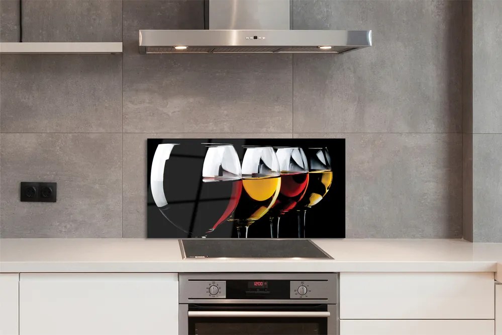 Panel szklany do Kuchni Minimalistyczne Kieliszki w Czerni