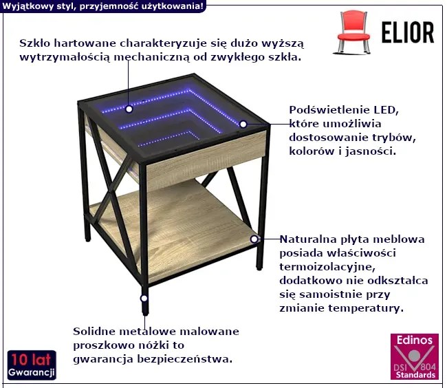 Nowoczesny stolik kawowy dąb sonoma Galapi 4X