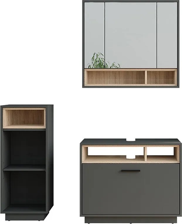 Zestaw mebli łazienkowych antracyt/sonoma 80x35x64 beatrice