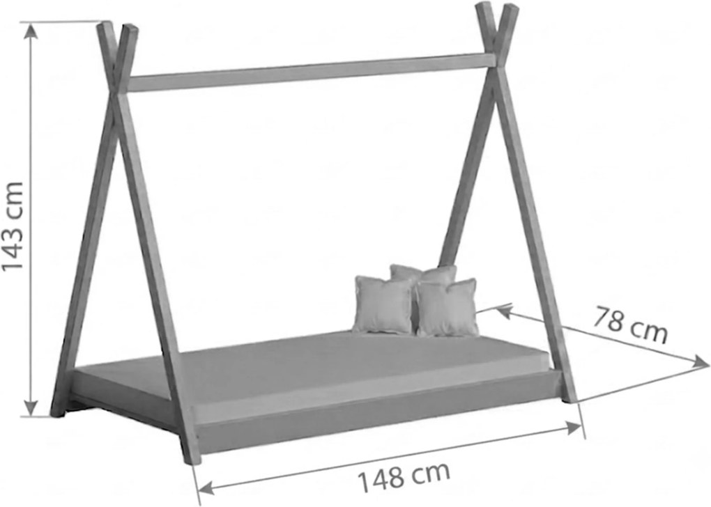 Łóżko dziecięce Tipi 70x140 drewniane domek - różowy