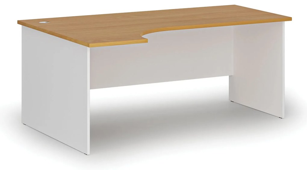 Narożne biurko PRIMO WHITE, 180x120 cm, lewe, biały/buk